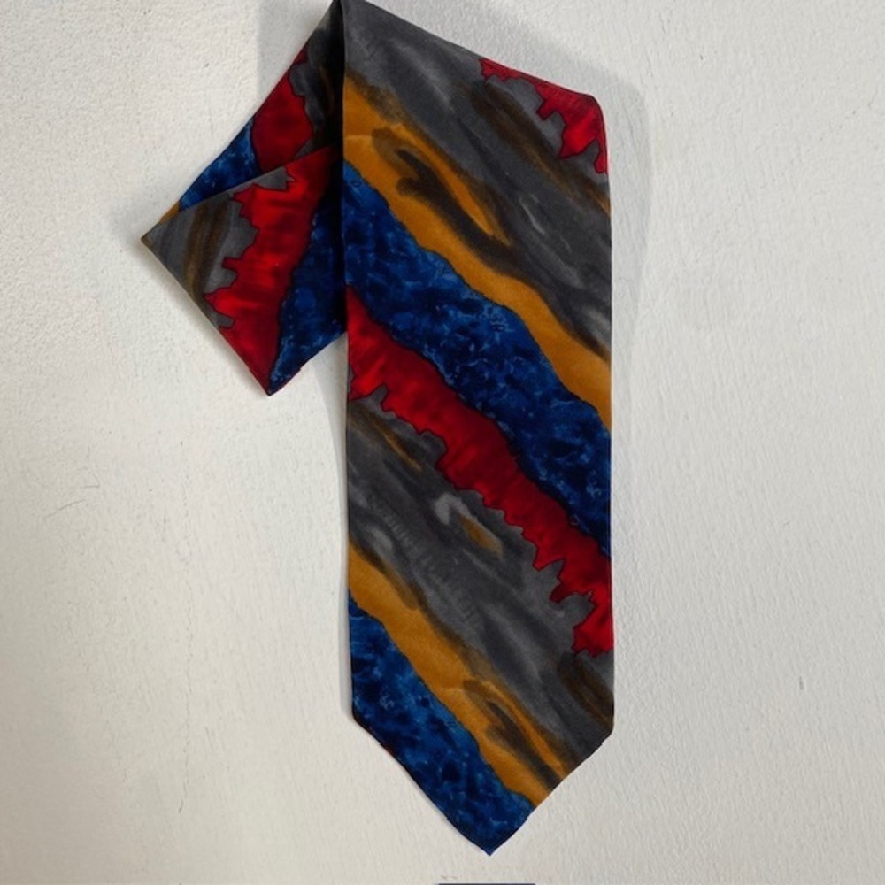J. Garcia Silk Tie Dawn At The Ritz Carlton Collection Eight Abstract Blue Red
